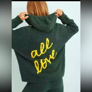 Aerie offline fuzzy marshmallow Sherpa pullover  lounge sweatshirt hoodie green